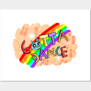 Gotta Dance Rainbow Sparkle Cat Posters and Art